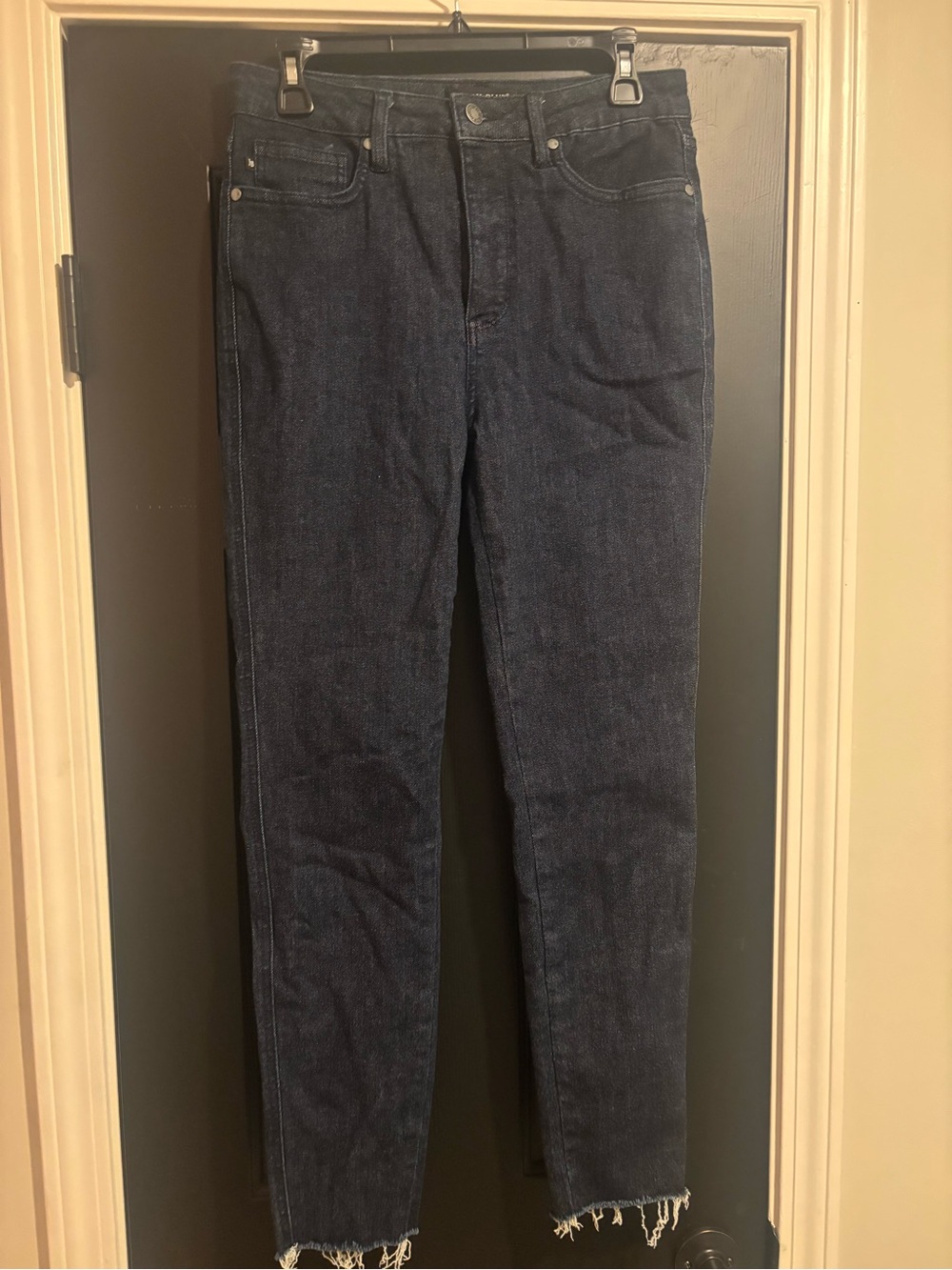 Judy Blue Dark Blue Skinny Jeans with Raw Hem